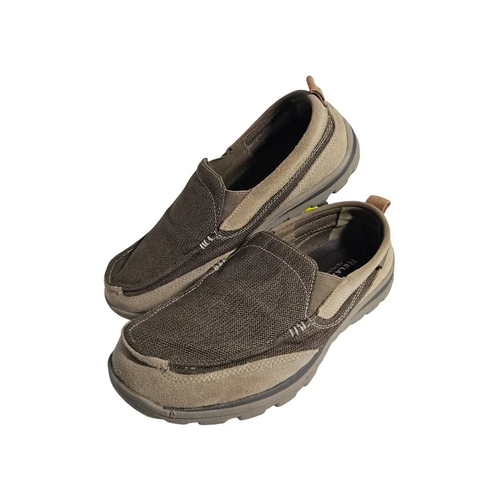 Skechers Relaxed Fit Mens 12 Extra Wide Memory Foam Loafers Brown 64365EWW